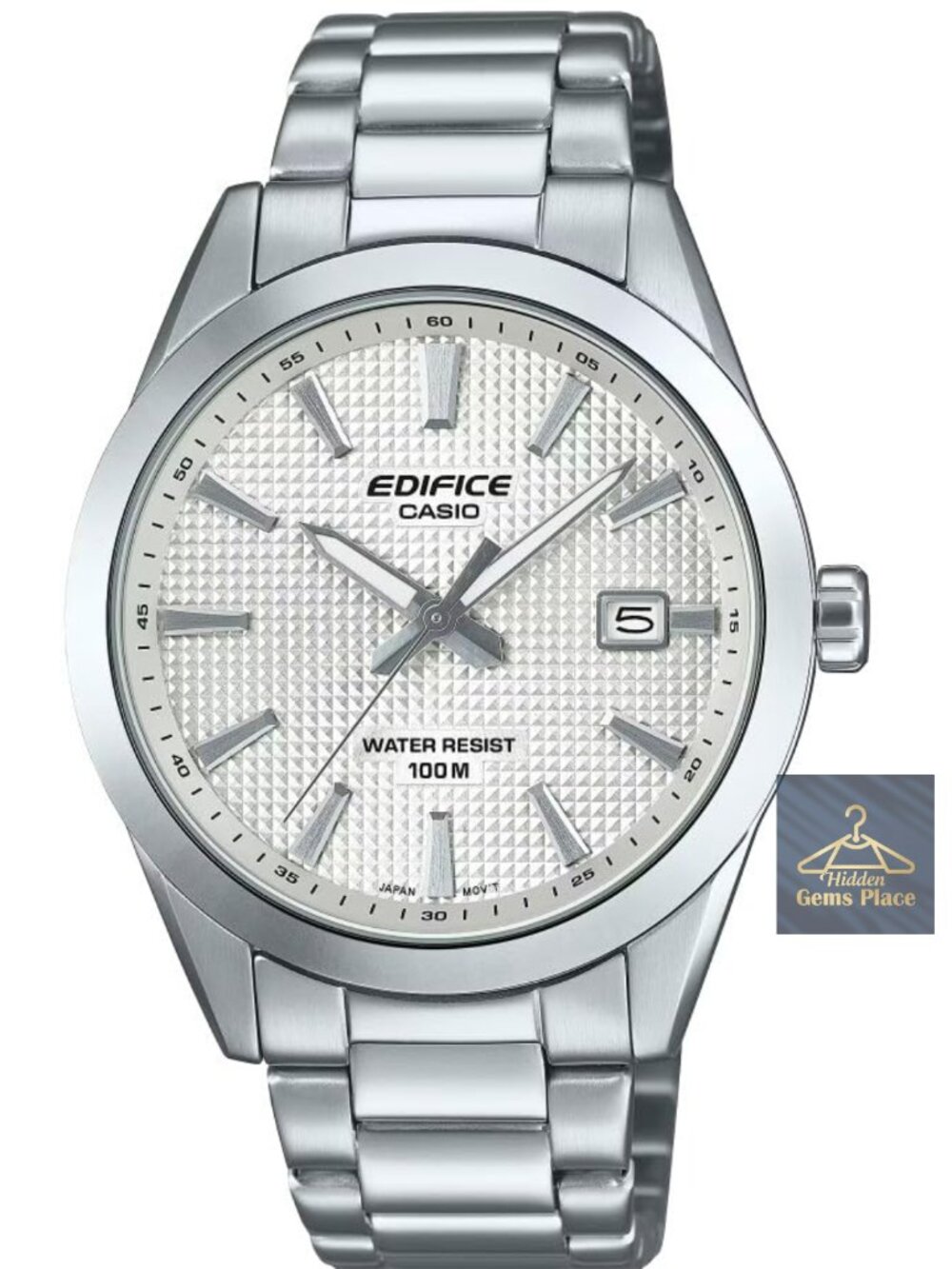Stainless Steel Quartz Analog Watch with Date Indicator 100M Water Resistant